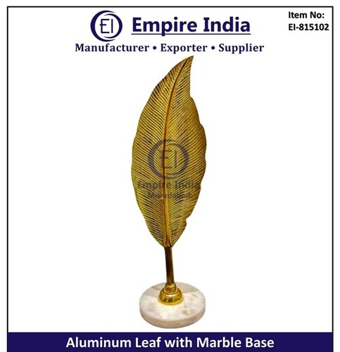 Gold Aluminum Leaf Table Decor With Marble Base - Color: Golden