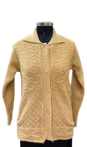 Ladies Beige Woolen Cardigan