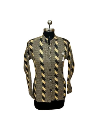 Ladies Printed Woolen Cardigan