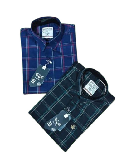 Men Cotton Casual Checks Shirt