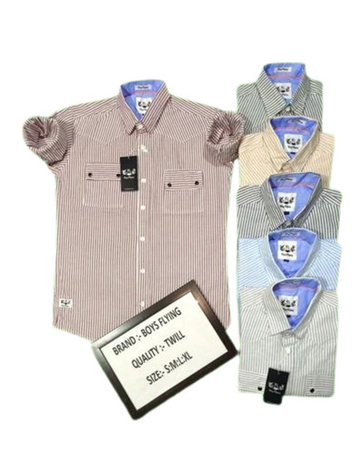 Men Double Pocket Twill Cotton Shirt