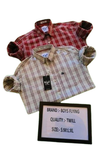 Men Slim Fit Twill Cotton Check Shirt