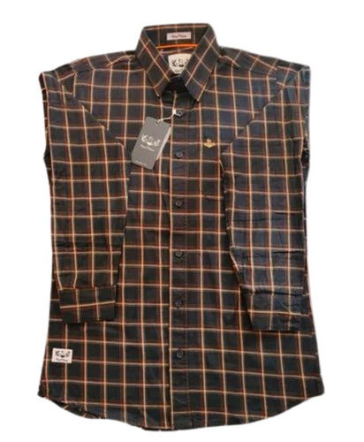 Men Twill Cotton Check Shirt