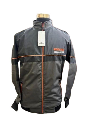 Mens Grey Polyester Jacket - Design: Standard