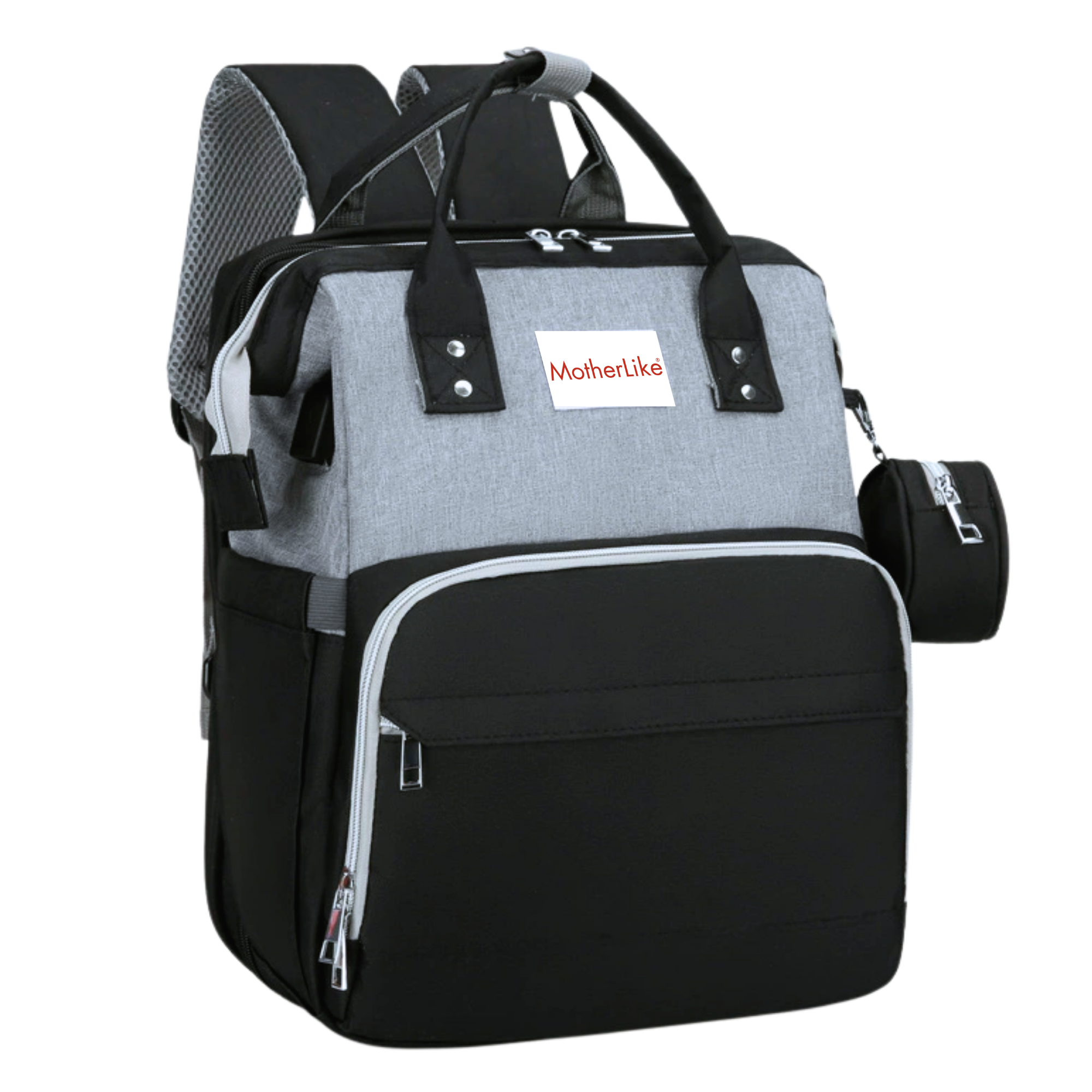 Infant Diaper Bag Backpack For Mom(Bg14) - Color: Black Silver Chalice