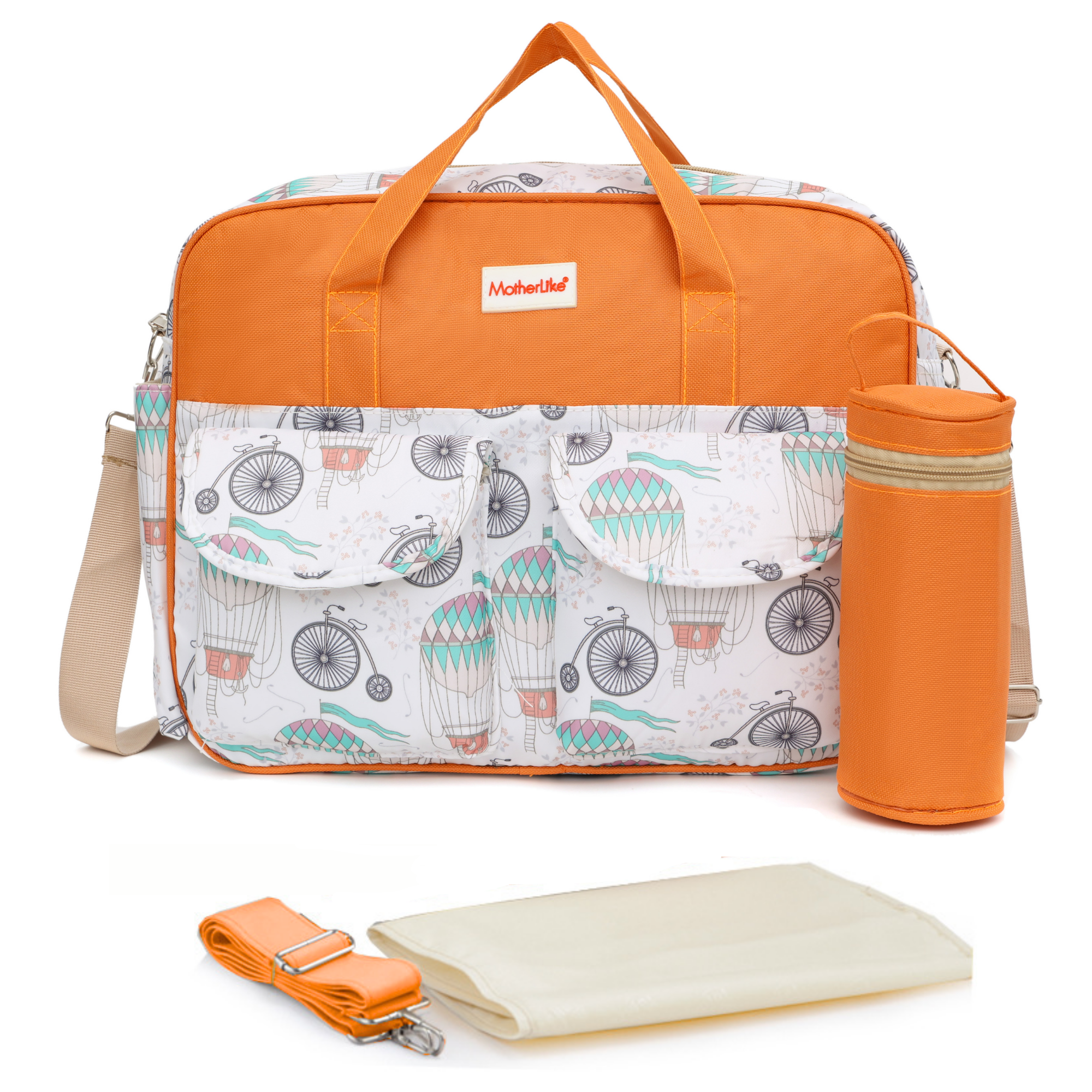 Diaper Tote Bag (Po27) - Color: Pumpkin Orange