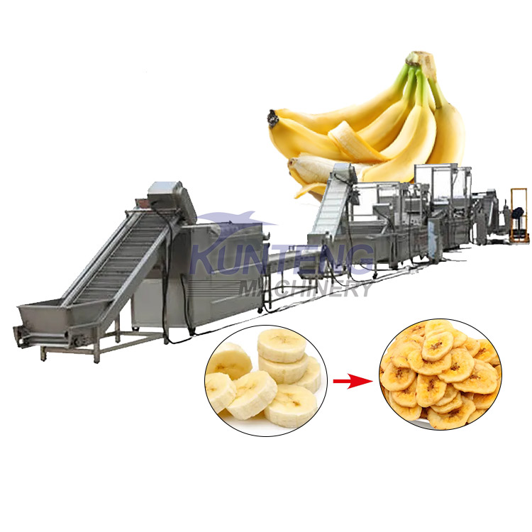 Fully Automatic Banana Slice and Plantain Slice Frying Production Line Continuous Chip Banana Slice Fried Processing Line