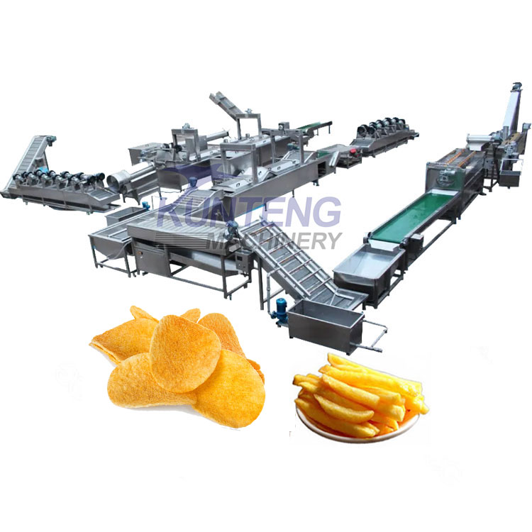 Intelligent Frozen Fries Equipment French Fries Equipment Vegetable Clean Peel Cut Into Strips And Fry Line For Food Processing - Capacity: Customizable Kg