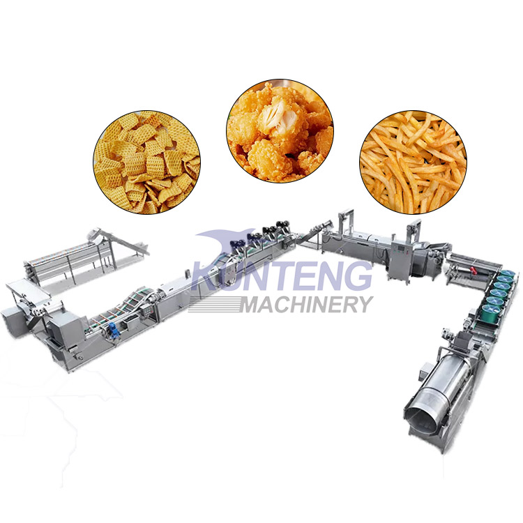 Stainless Steel Food Grade Puffed Food Snacks Fried Line Frozen Potatoes French Fries Production Line - Product Type: Vegetable