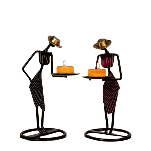 Standing Lady Metal Candle Holder