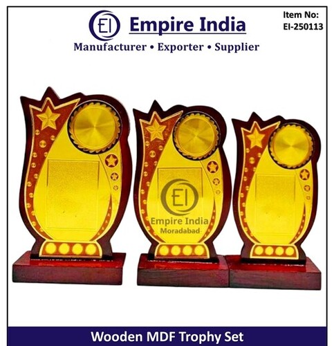 Star Design Wooden Mdf Trophy Set, Award Plaque Manufacturer - Color: Red