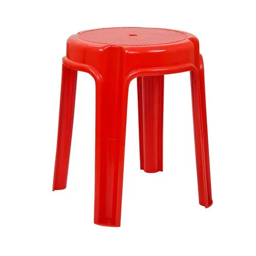 Round Red Plastic Stool