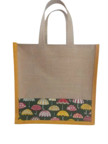 Brown Printed Jute Bag