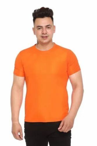 Men Orange Color Plain T Shirt