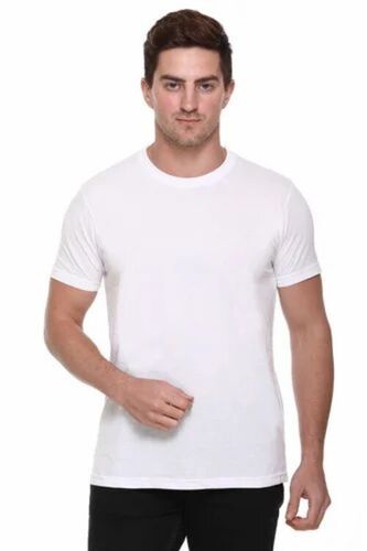 Men White Plain T Shirt