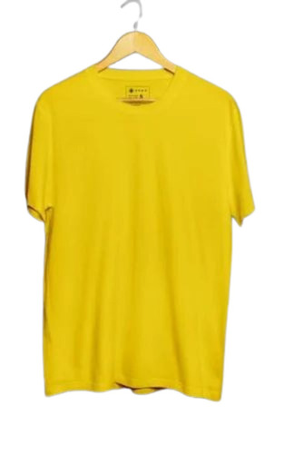 Men Yellow Plain T Shirt