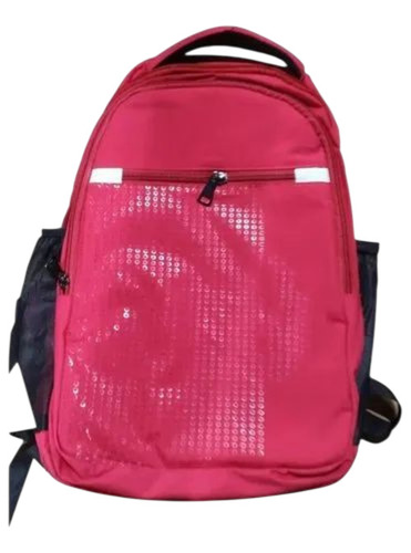 Pink Polyester School Bag