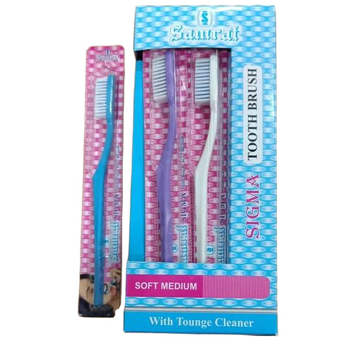Medium Plastic Toothbrush - Bristle Color: White