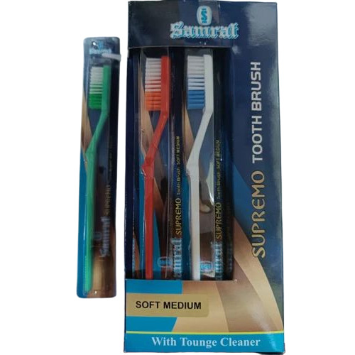 Soft Medium Plastic Toothbrush - Bristle Color: White