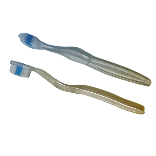 Transparent Plastic Toothbrush - Bristle Color: White And Blue