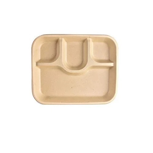 4 Compartment Biodegradable Plate