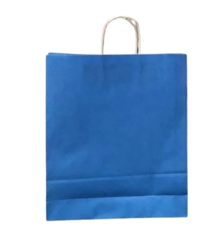 Blue Plain Kraft Paper Shopping Bag
