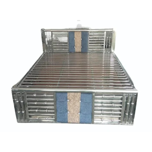 Silver Stainless Steel Double Bed