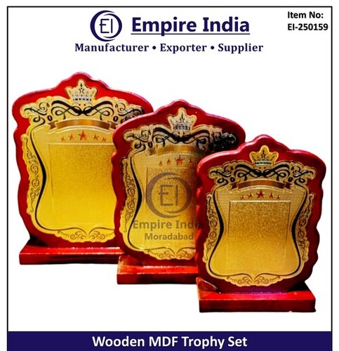 Crown Design Wooden Mdf Trophy Set - Color: Red