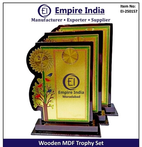 Tree And Bird Wooden Mdf Trophy Set - Color: Red