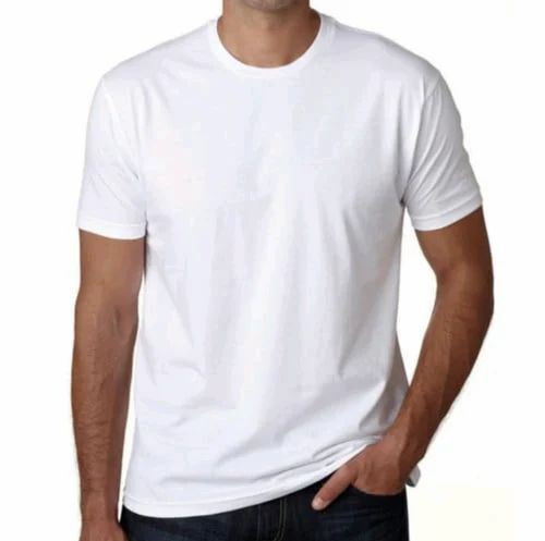 Men White Plain T Shirt