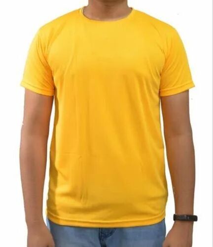 Men Yellow Plain T Shirt