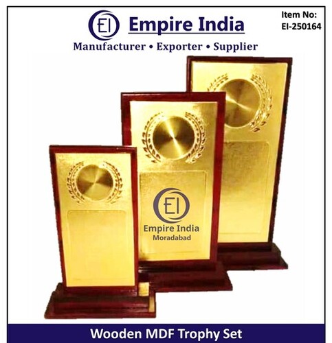 Classic Rectangular Wooden Mdf Trophy Set - Color: Red