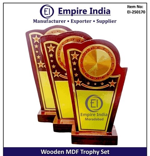 Star Motif Wooden Mdf Trophy Set, Customizable Award Plaque Manufacturer - Color: Red