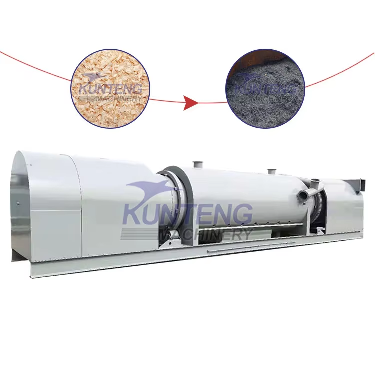 Continuous Drum Carbonization Furnace Straw Rice Husk Carbonization Equipment Continuous Biomass Charcoal Processing Machine