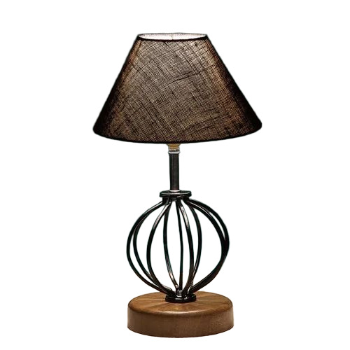 Wood And Iron Table Lamp