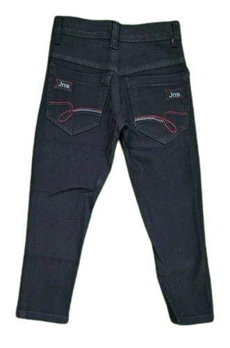 Boys Black Straight Fit Cotton Jeans