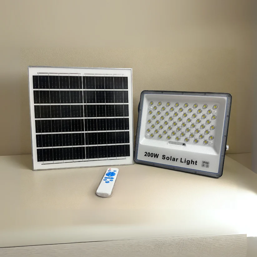 200W Solar Flood Light For Outdoor, Remote Control, Auto On/Off - Application: Commercial
