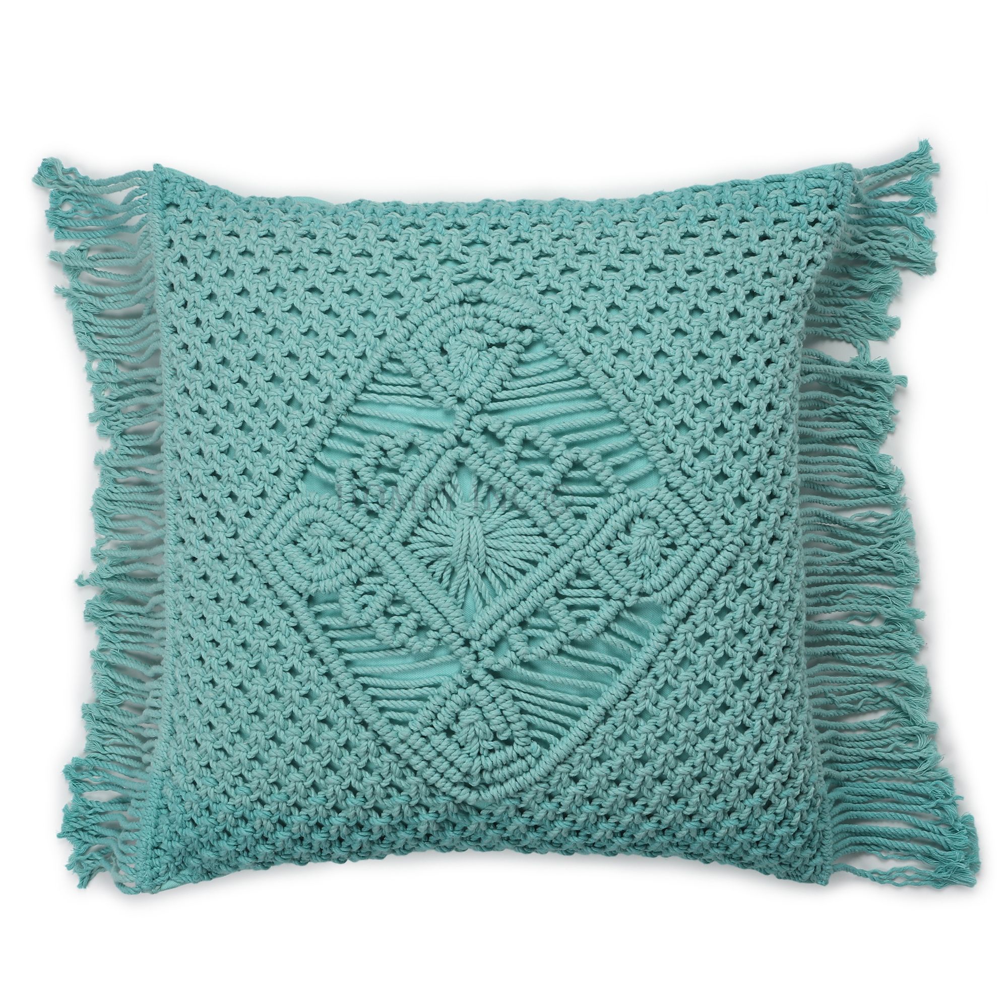 Blue Macrame Cushion Cover