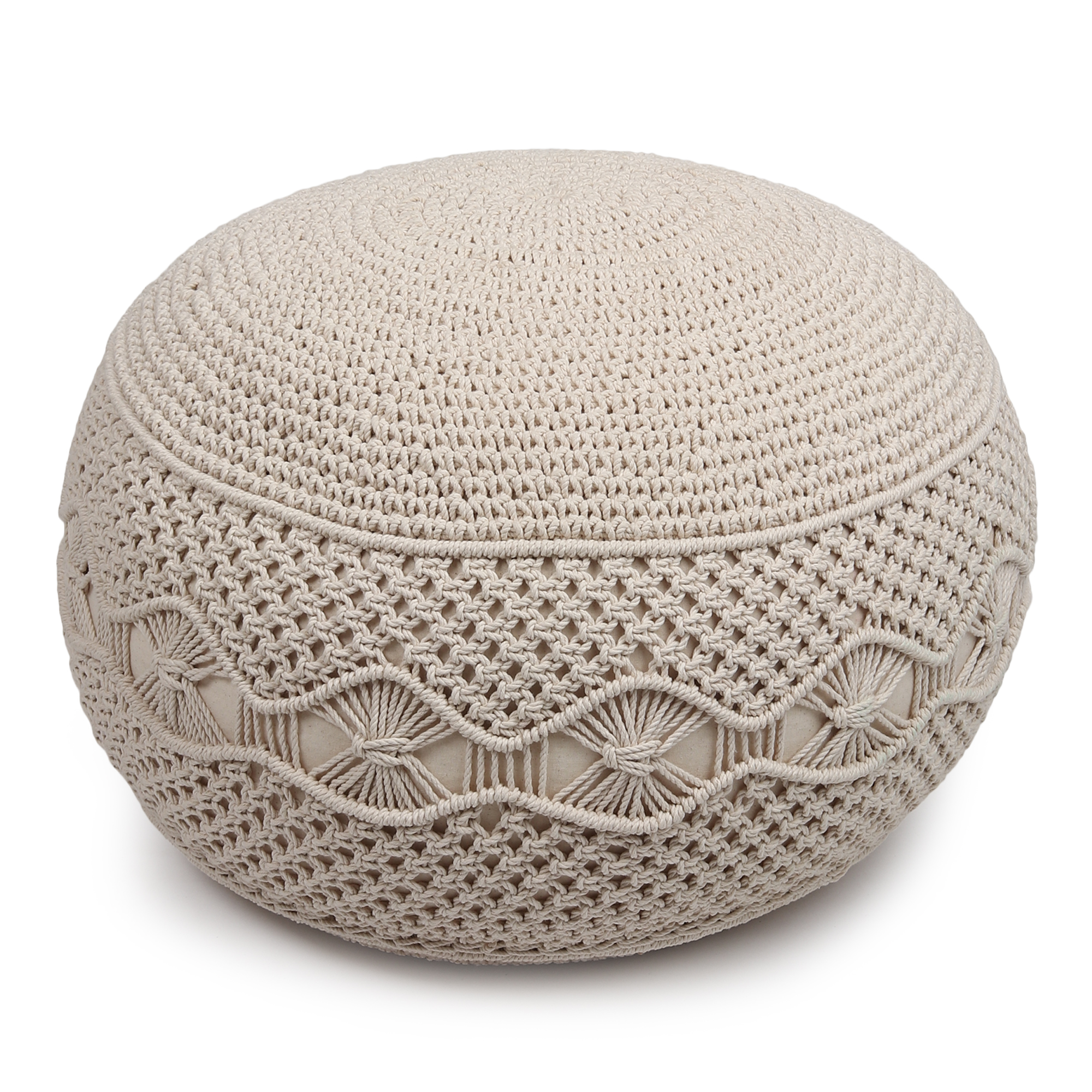 Elegant Hand Knotted Pouf