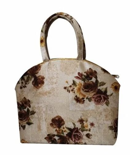 Light Beige Printed Rexine Tote Bag