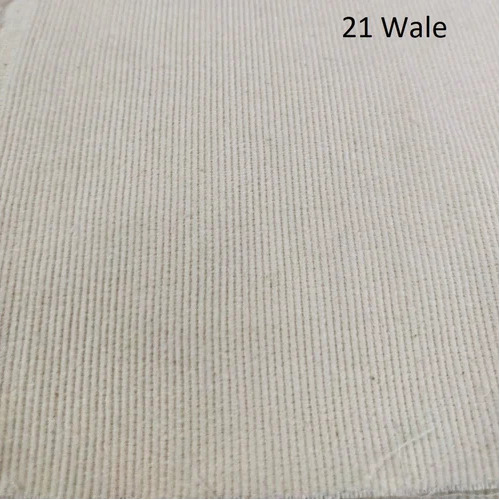 21 Wale White Corduroy Fabric