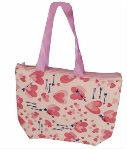 Light Pink Printed Cotton Tote Bag