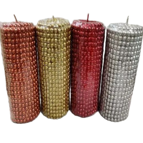 Pearl Pillar Metallic Candle
