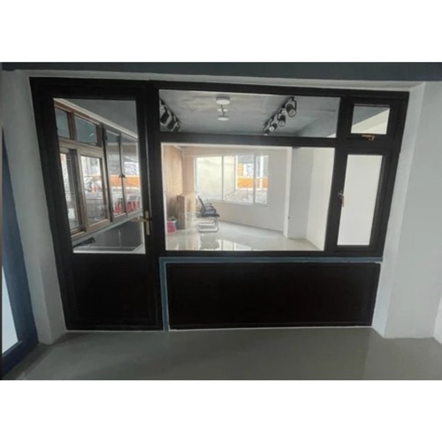black aluminum hinged door