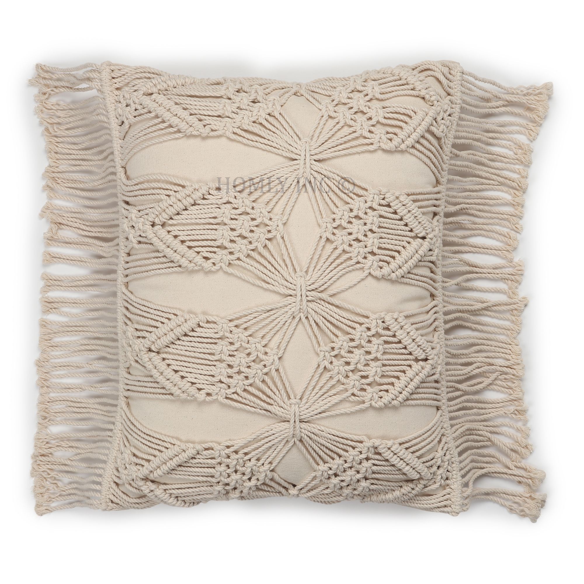 White Handmade Cushion Cover - Material: 100% Cotton