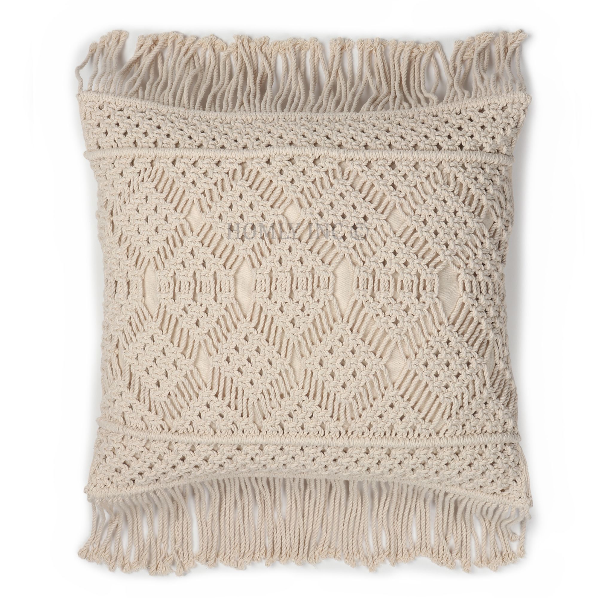 White Handmade Cushion Cover Square - Material: 100% Cotton
