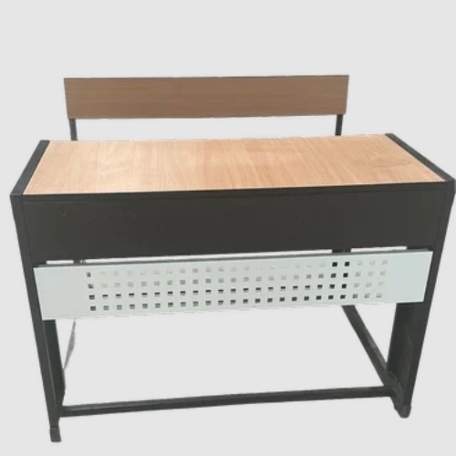 Brown 2 Seater Iron Dual Desk Bench