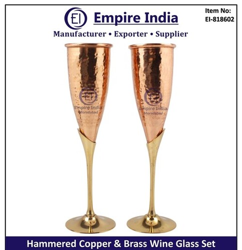 Hammered Copper And Brass Wine Glass Set - Material: Metal