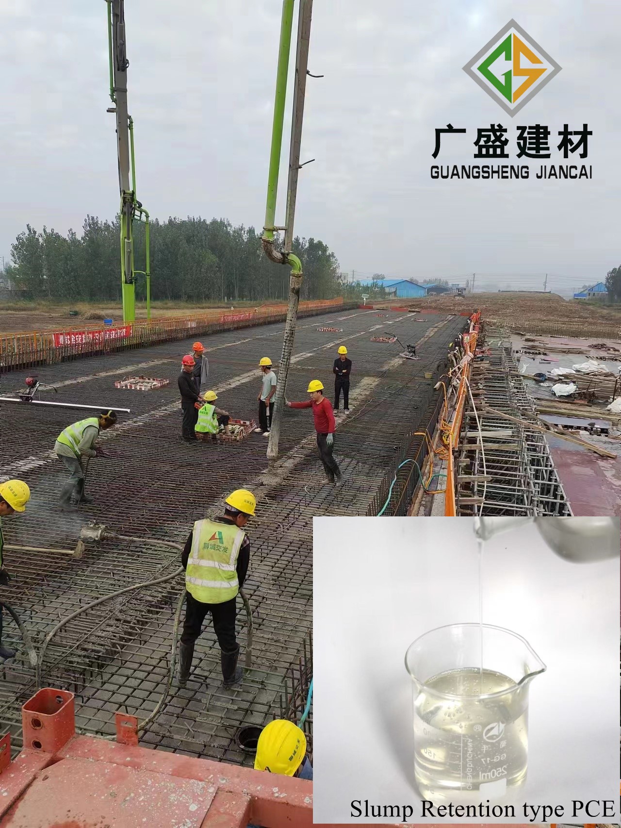 PCE water reducer to enhance the concrete strength and workable