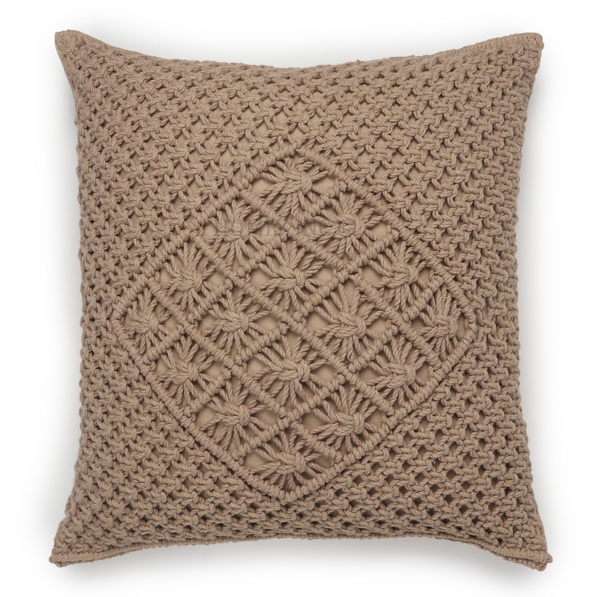Brown Embroidered Cushion Case - Material: 100% Cotton